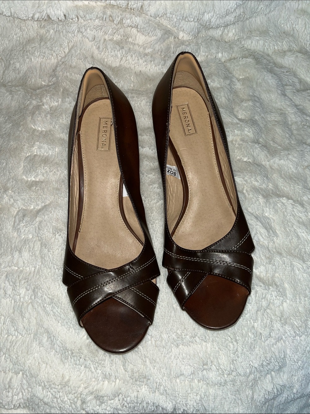 Merona Brown Crossover Peep-Toe Heels